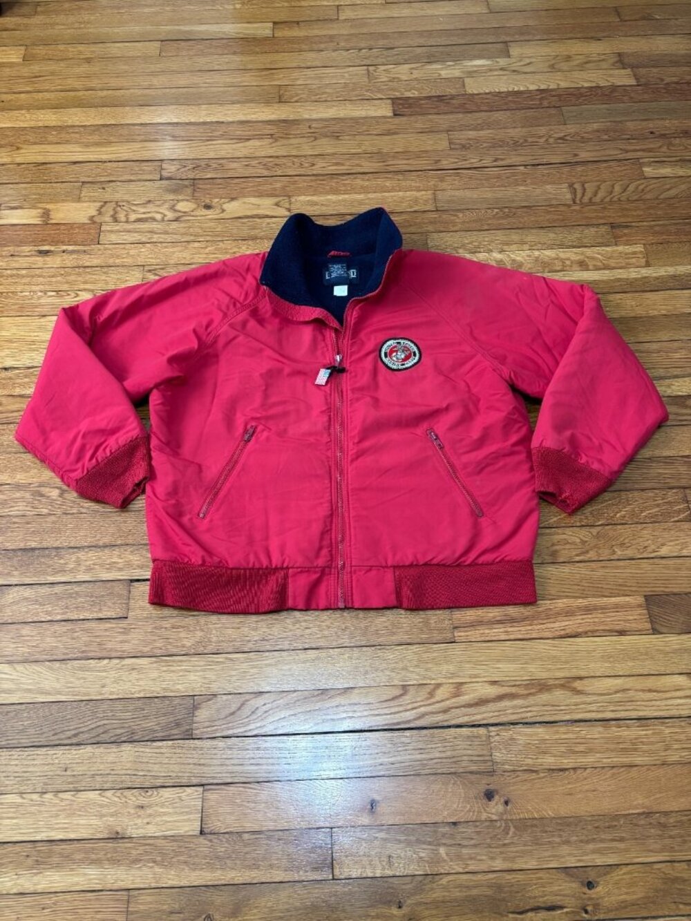 Vintage Lands' End Mens Squall Jacket Size Large Red US Marine Corps Bomber USA